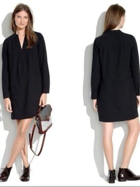 Madewell Black Long Sleeve V-Neck Tunic Director Dress women’s medium